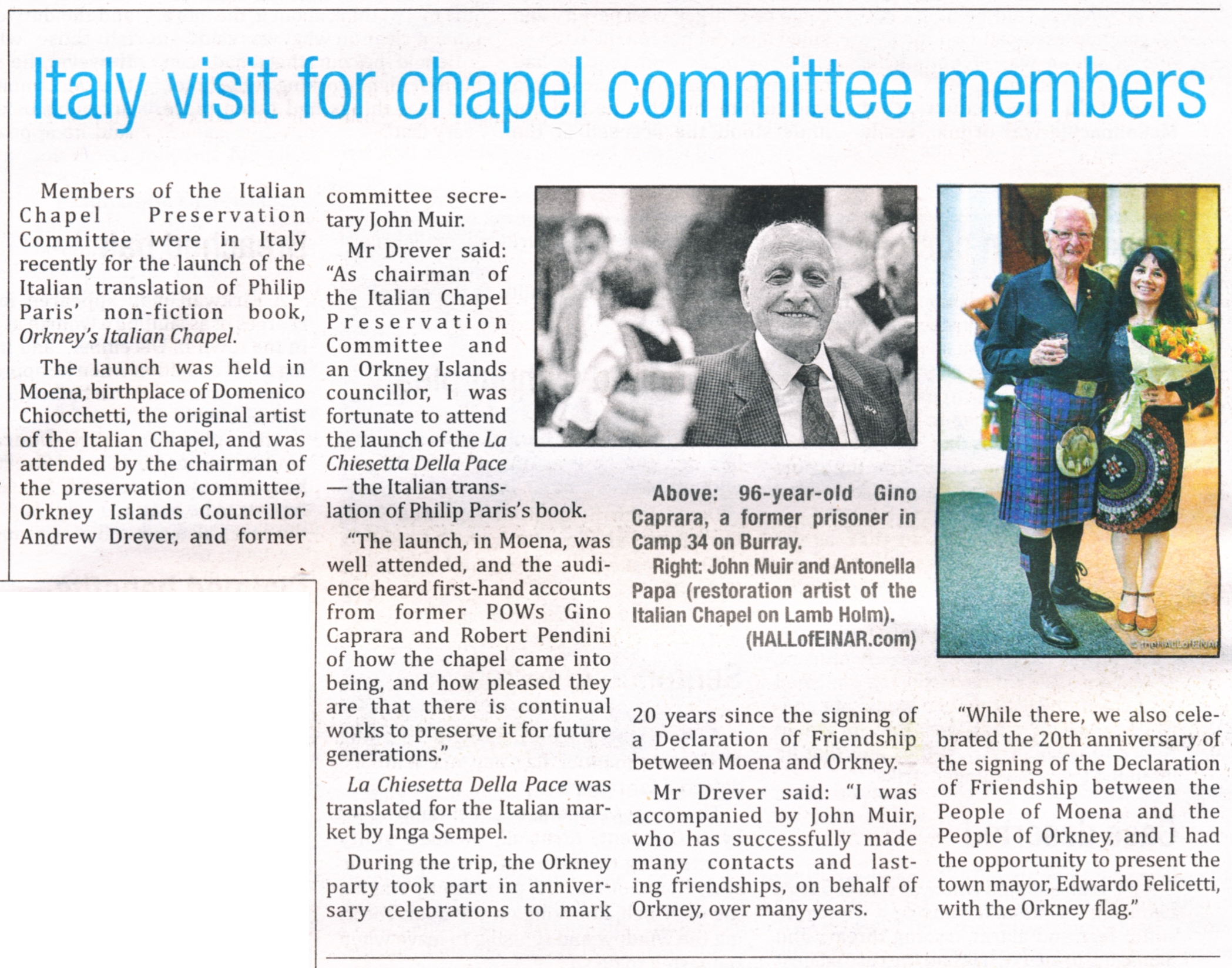 The Orcadian - "Italy visit for chapel committee members" 