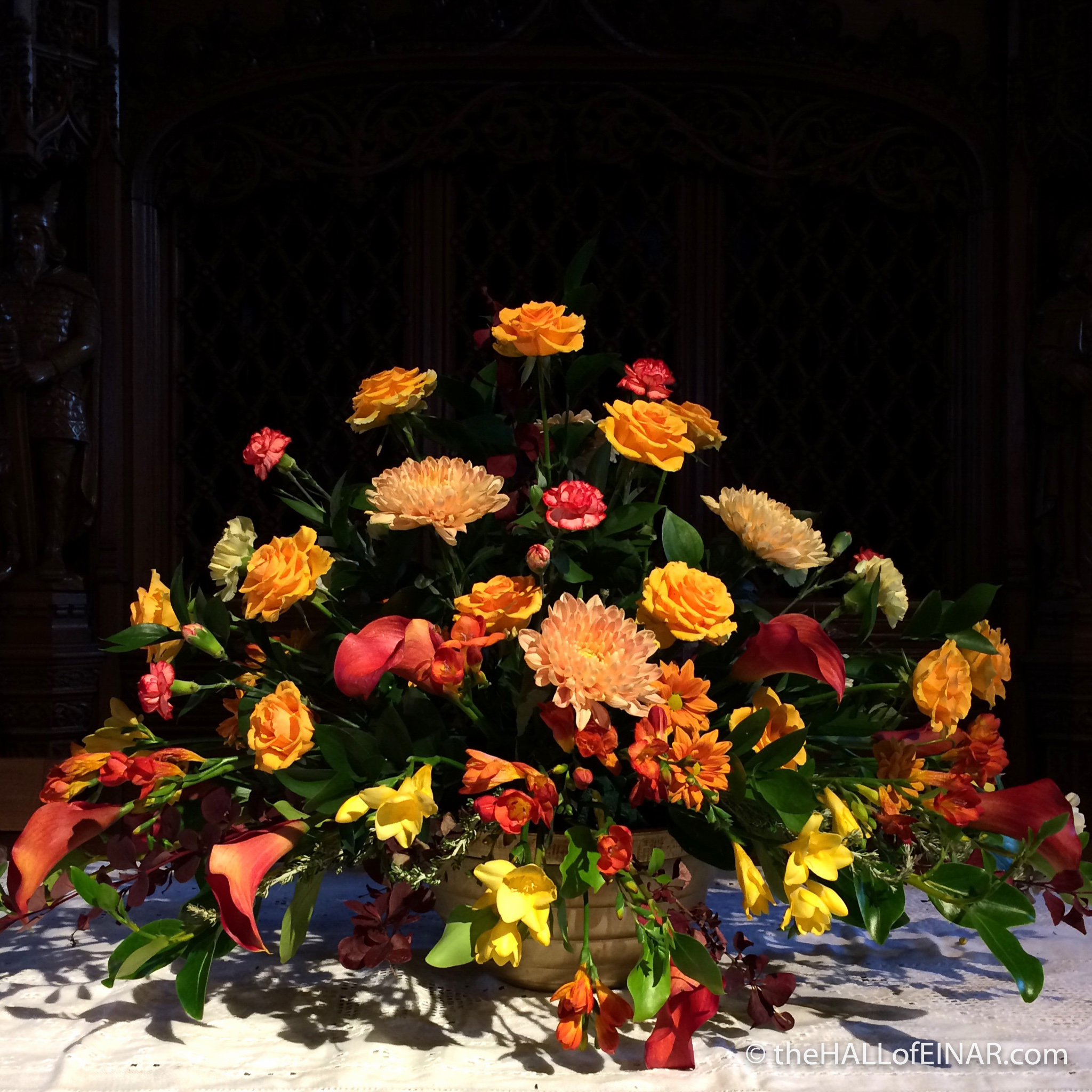 Flower Display - St Magnus Cathedral - The Hall of Einar - photograph (c) 2016 David Bailey (not the)