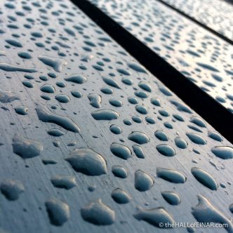 Droplets on the bench - photograph (c) 2016 David Bailey (not the)