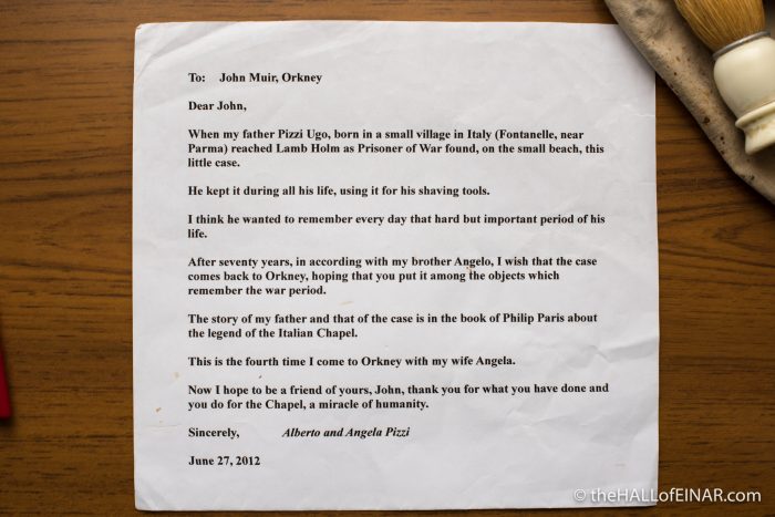 Ugo Pizzi's shaving set - The Italian Chapel - The Hall of Einar - photograph (c) David Bailey (not the)