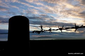 Barbed wire sunset - The Hall of Einar - photograph (c) David Bailey (not the)