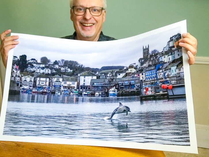 Dolphins in Brixham Harbour - The Hall of Einar - photograph (c) David Bailey (not the)