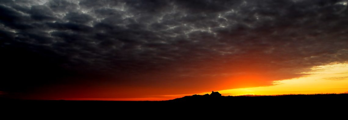 Sunset over Tafts - The Hall of Einar - photograph (c) David Bailey (not the)