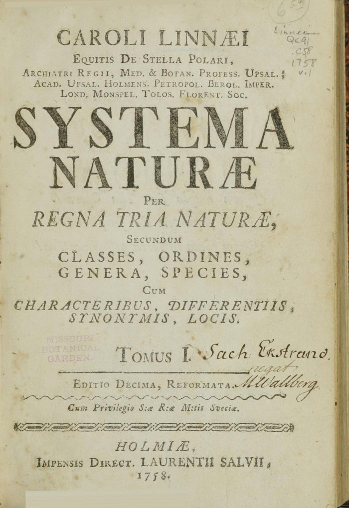 Systema Naturae - Carl Linnaeus