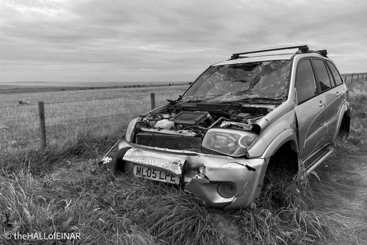 Ruined car - The Hall of Einar - photograph © David Bailey (not the)