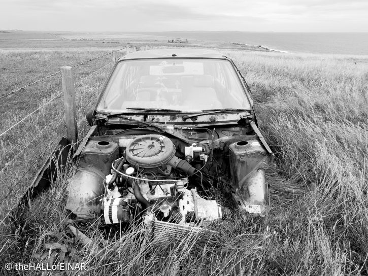 Ruined car - The Hall of Einar - photograph © David Bailey (not the)