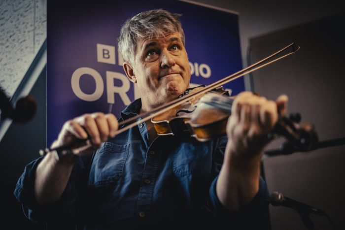Dirk Powell, Cedric Watson and Amelia Powell at the Orkney Folk Festival 2026 - photographs by David at the Hall of Einar